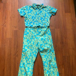 Mango blue and green groovy floral co-ord